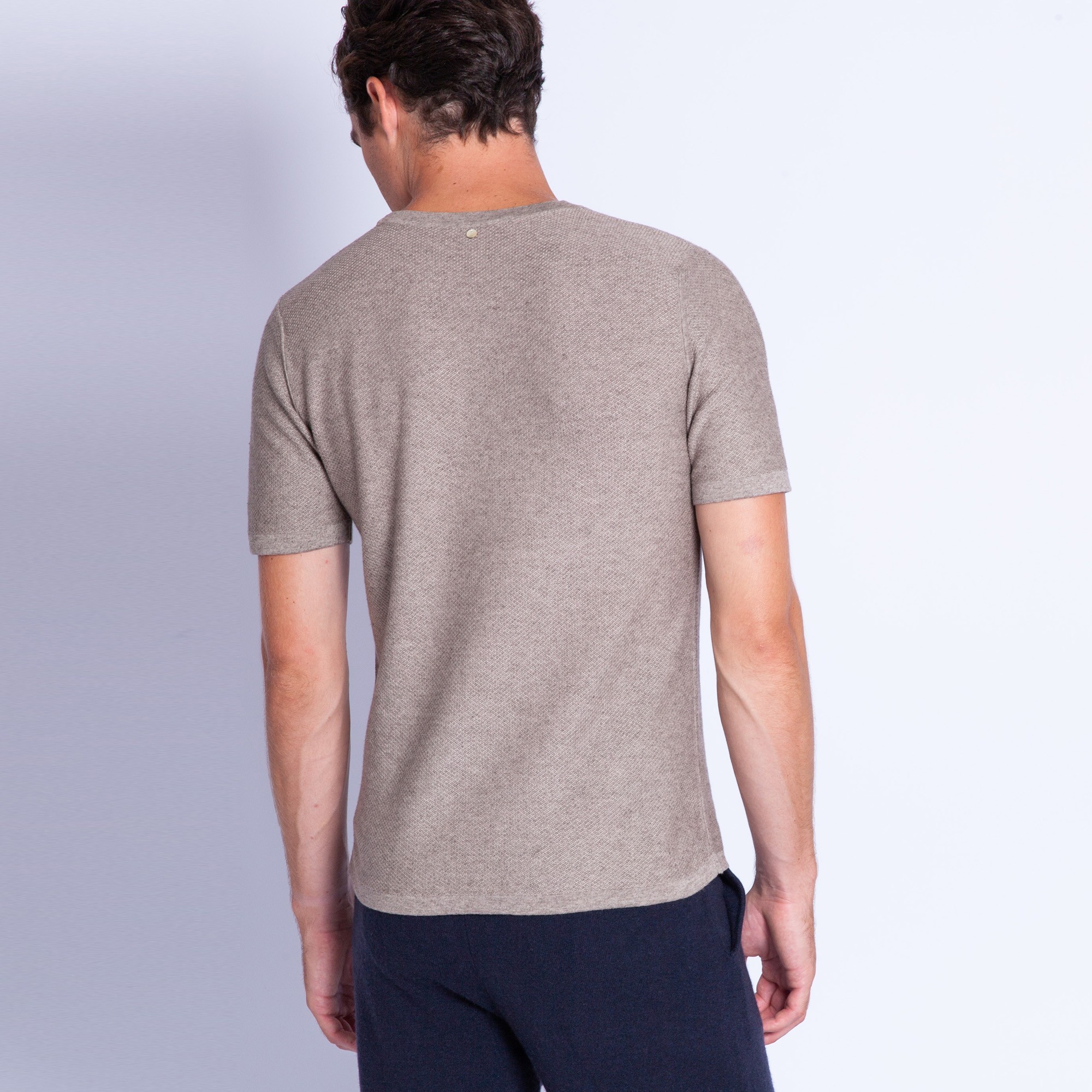 Cotton and cashmere round neck T-shirt - Hideo