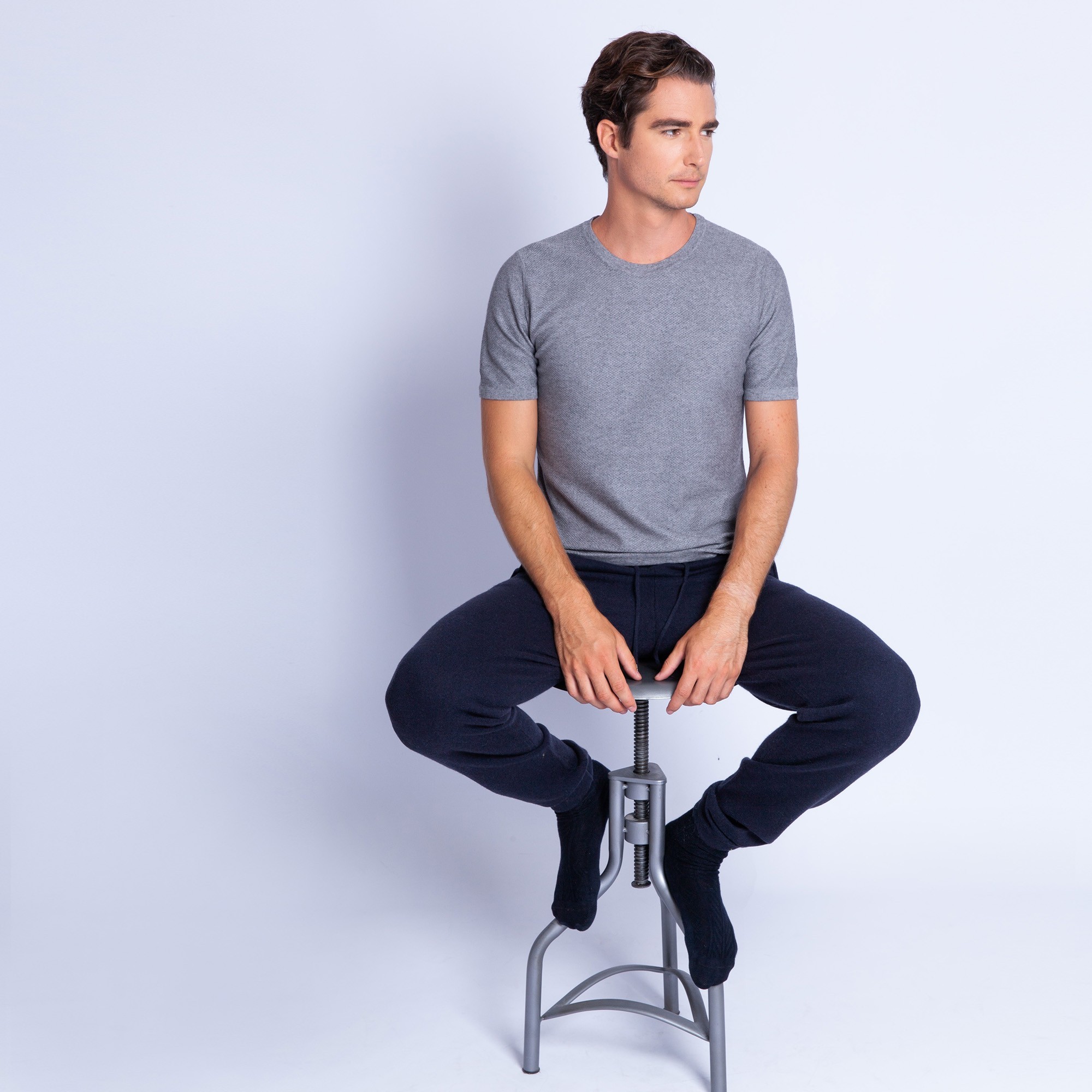 Cotton and cashmere round neck T-shirt - Hideo