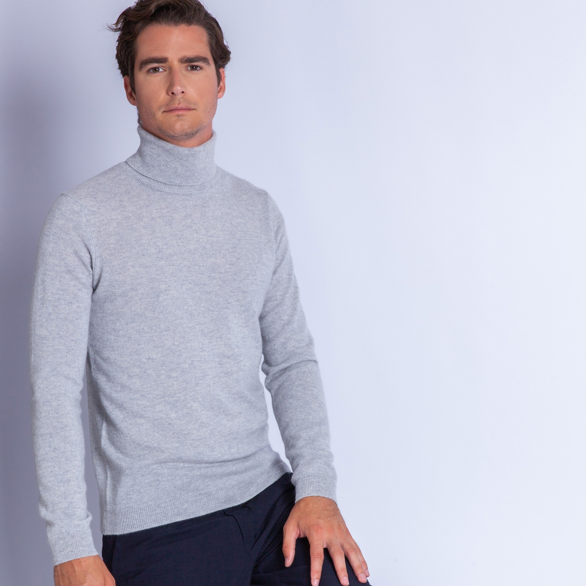 Pull col roulé en cachemire Felipe 6350 glace - 11 gris clair