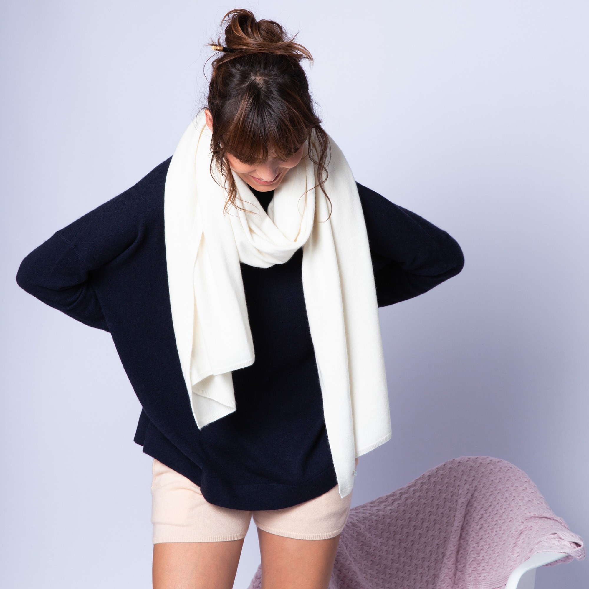 Plaid en cachemire - Halina 6360 perle - 82 ecru
