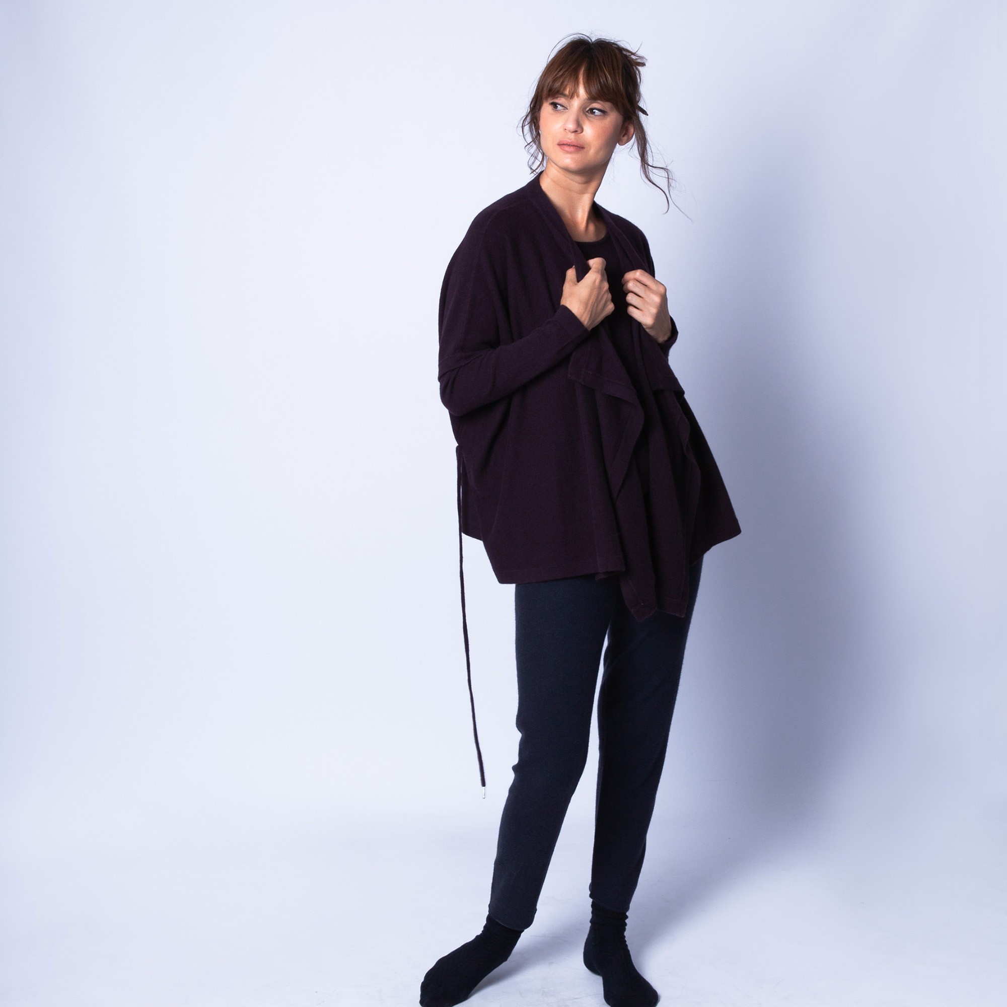 Gilet kimono sans manches - Harriet 6364 prune - 18 violet fonce